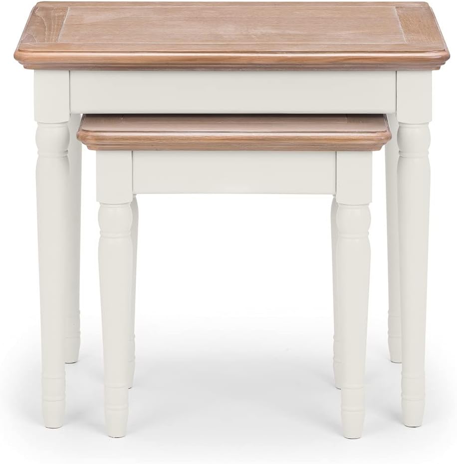 Julian Bowen Provence Schachteltische, grau und gekalkte Eiche Traditionell, Traditionell