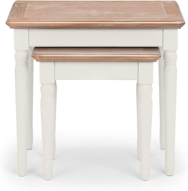 Julian Bowen Provence Schachteltische, grau und gekalkte Eiche Traditionell, Traditionell