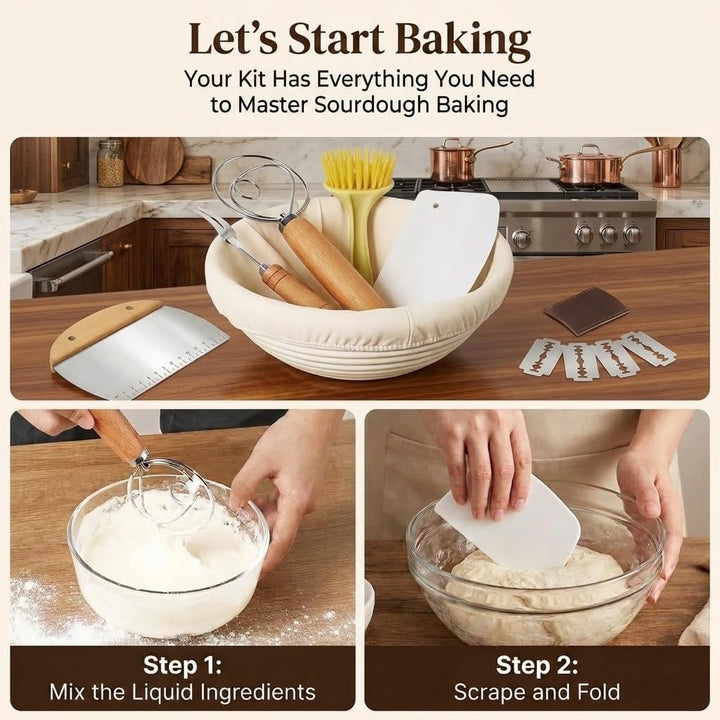 Kobete Gärkörbchen Rund Set, 2 x 23cm Runde Brotkörbchen | Gärkorb Rund zum Brotbacken aus Natürlich