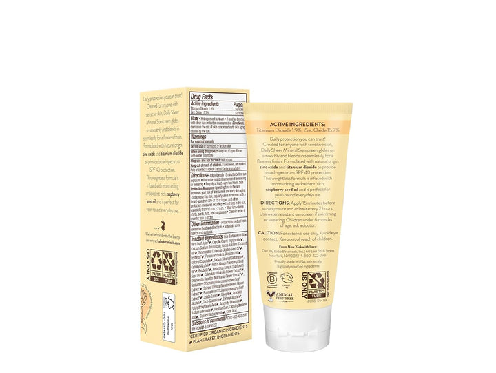 Babo Botanicals Daily Sheer Sunscreen SPF40 - Fragrance Free - For Face & Extra Sensitive Skin 50ml