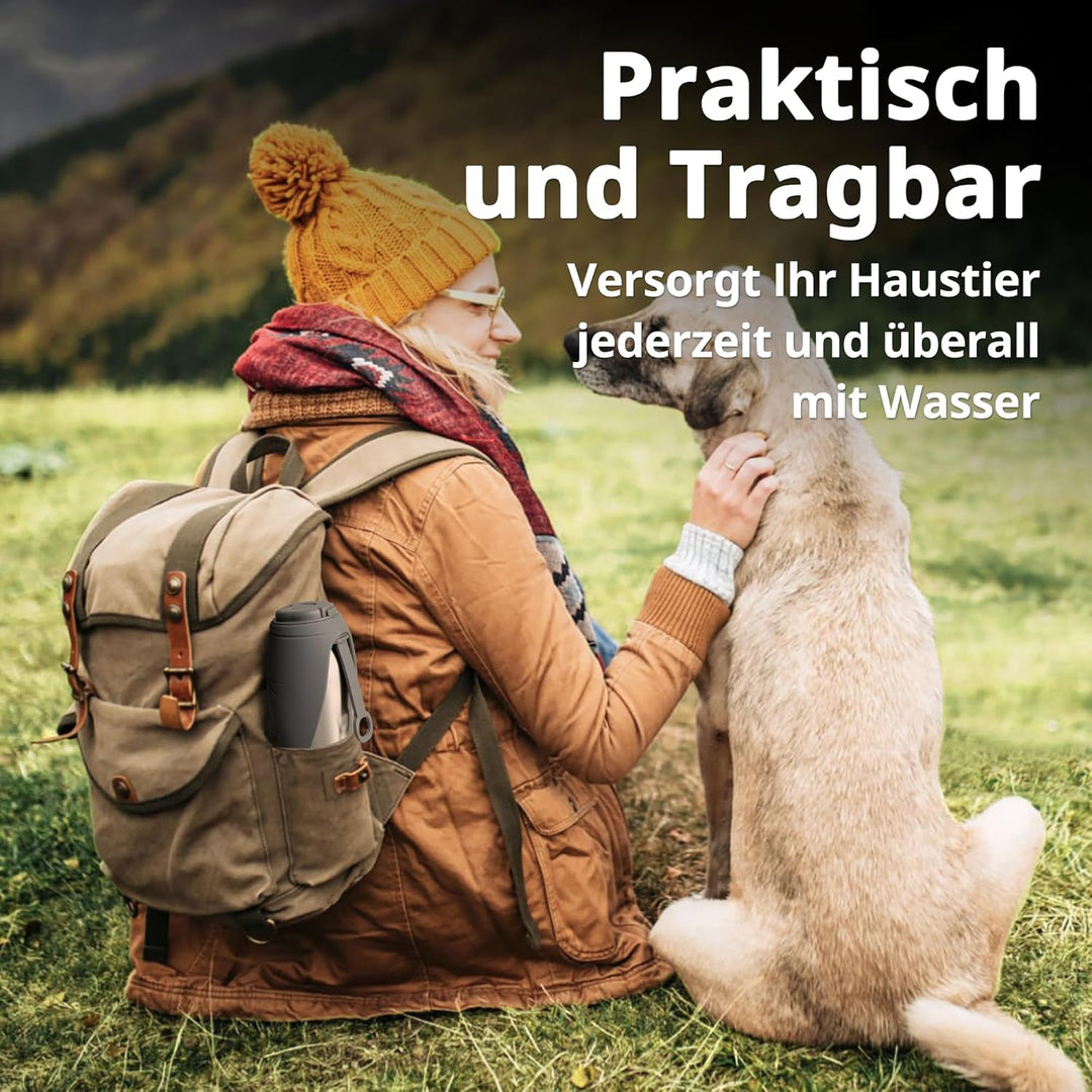 Petace Hunde Trinkflasche für Unterwegs, 750 ml Isolierte Edelstahl Hundetrinkflasche, Tragbare Wass