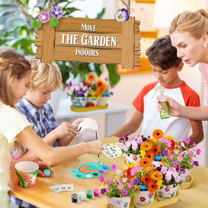Malen Pflanzen Kinder, Blumen Bonsai Pflanzen Züchten, Gartenset für Mädchen und Jungen, Set Experim
