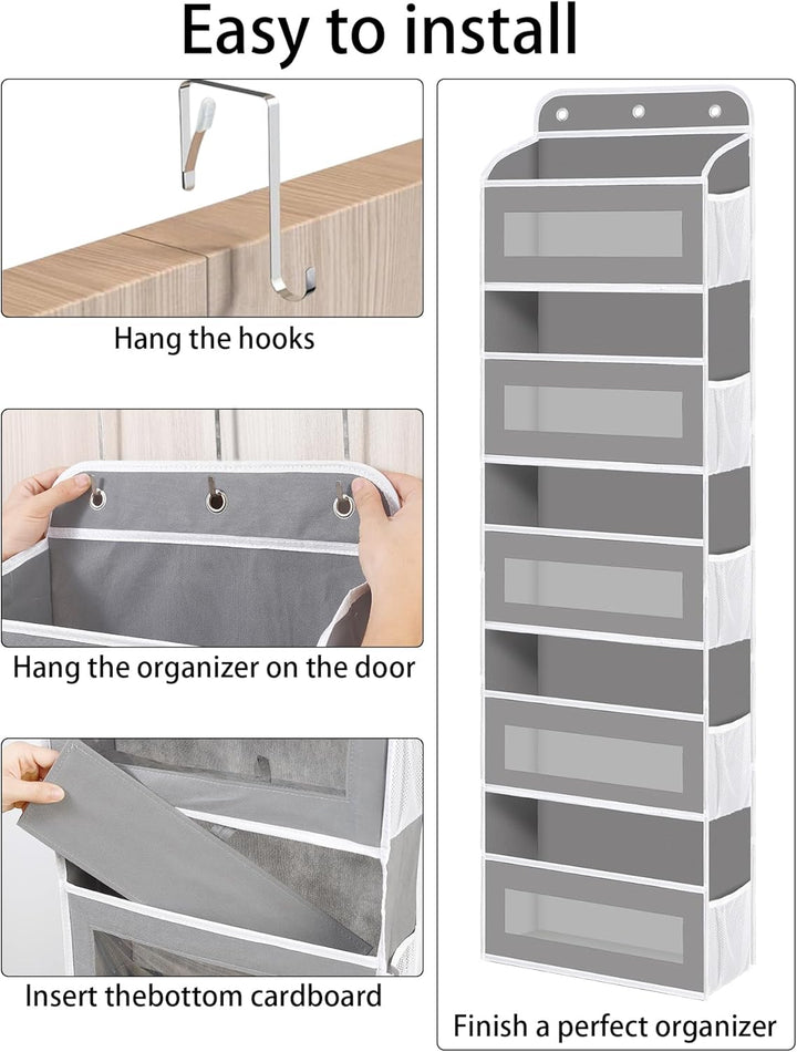 KYEVIS Over The Door Organizer Storage 2 Pack, 5 Shelves Door Organizer Hanging with 10 Mesh Pockets