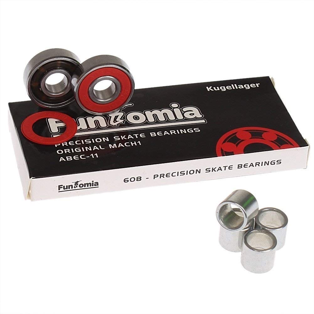 FunTomia 8, 16 oder 32 Stück ABEC-9 608er 2RS MACH1 Renn Kugellager/Lager + Spacer z.B. für Inliner