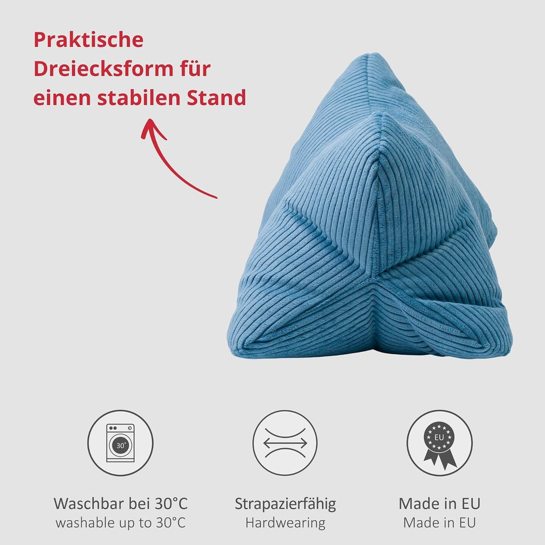liebling Cord Lesekissen für Bett und Sofa, Bücherkissen, Lesehilfe, 40x25 cm, Leseknochen, Serie Ve