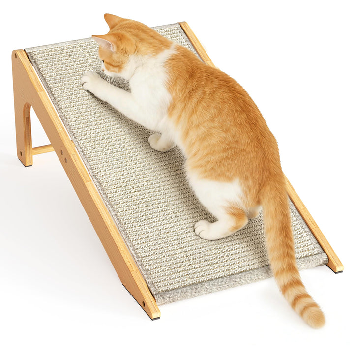 Kratzbrett fur Katzen - L-formiges Sisal Katzen Kratzbrett aus Bambus zur Krallenpflege - Kratzbrett