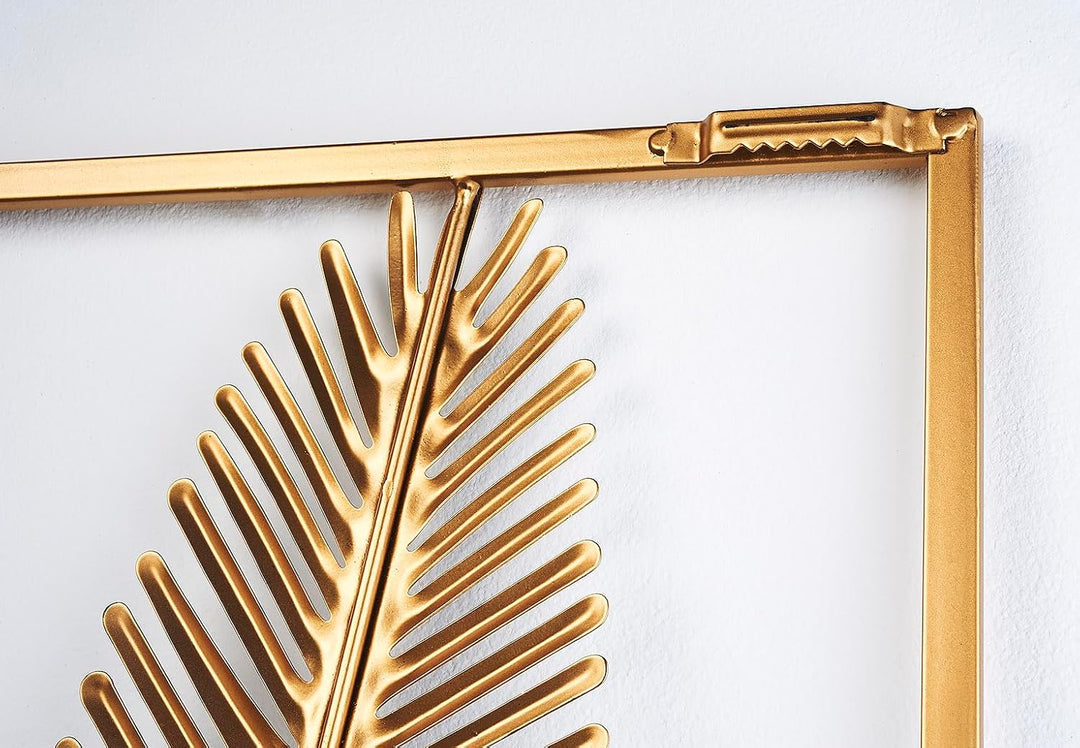 Wandbild Wanddeko Metallbild - GOLDEN Monstera - Metall - weiss Gold, Gold
