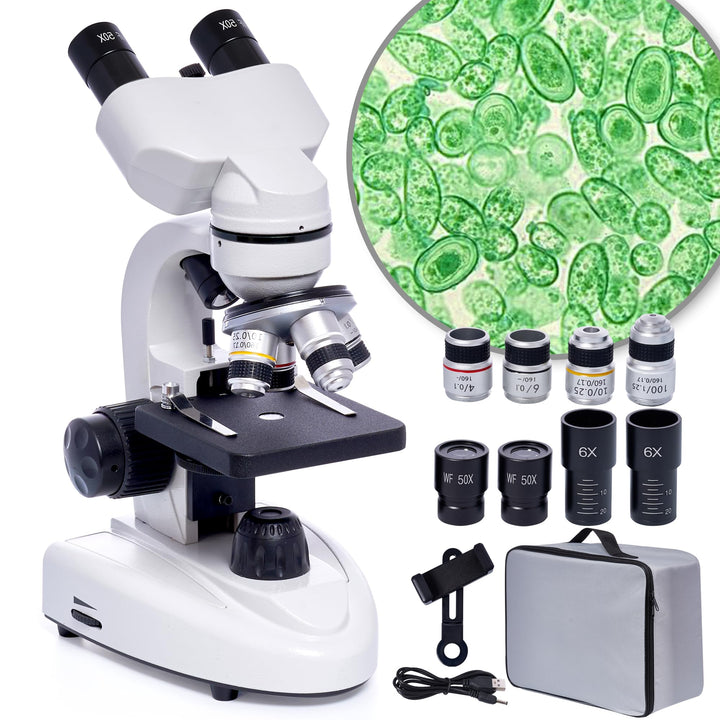 Binokularmikroskope, 200x-5000x, Biologische Mikroskope mit 6-fachem Multiplikator, Aluminiumrahmen,