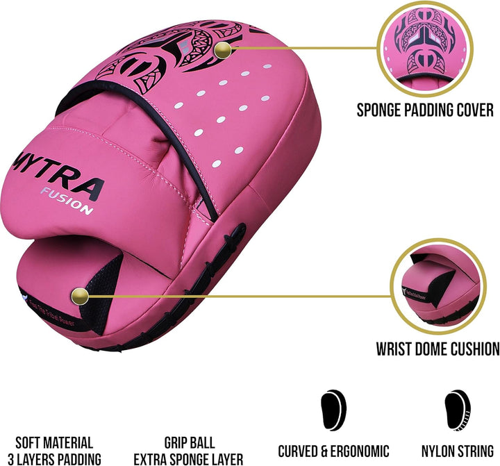 Mytra Fusion Box pratzen - Punch pad MMA Muay Thai handpratzen für Box- und Kampfsporttraining Pink,