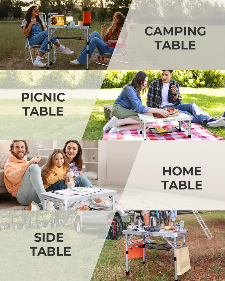 Sportneer Klappbarer Campingtisch, höhenverstellbar, Kleiner Klapptisch, tragbare Campingtische (60
