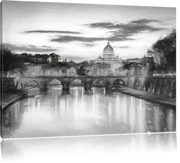 der Basilika St. Peter in Rom als Leinwandbild/Grösse: 100x70 cm/Wandbild/Kunstdruck/fertig bespannt