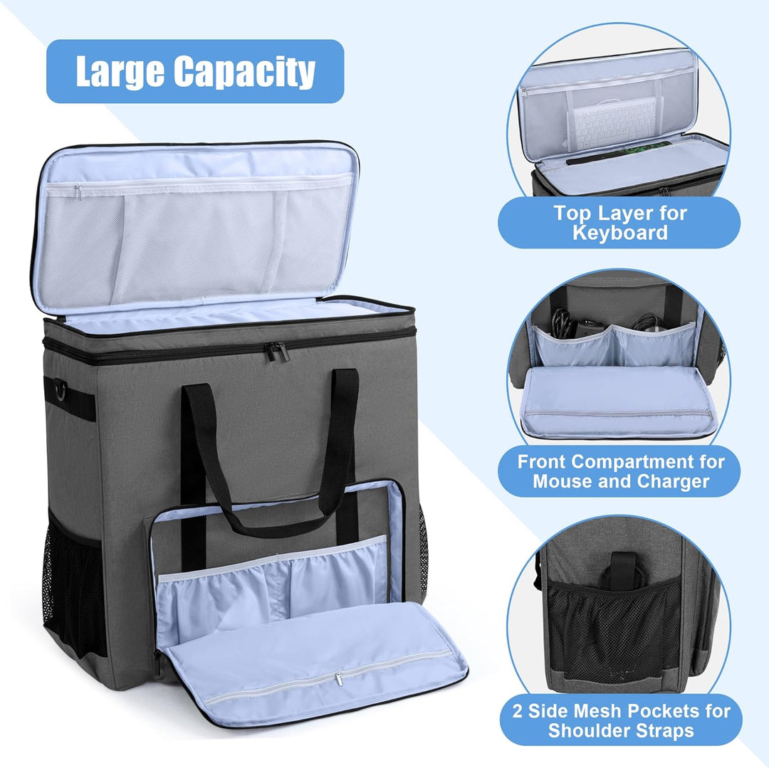 CURMIO Doppelschichte Tragetasche für PC Computer, Desktop-Computer-Reisetasche für PC-Gehäuse, Tast