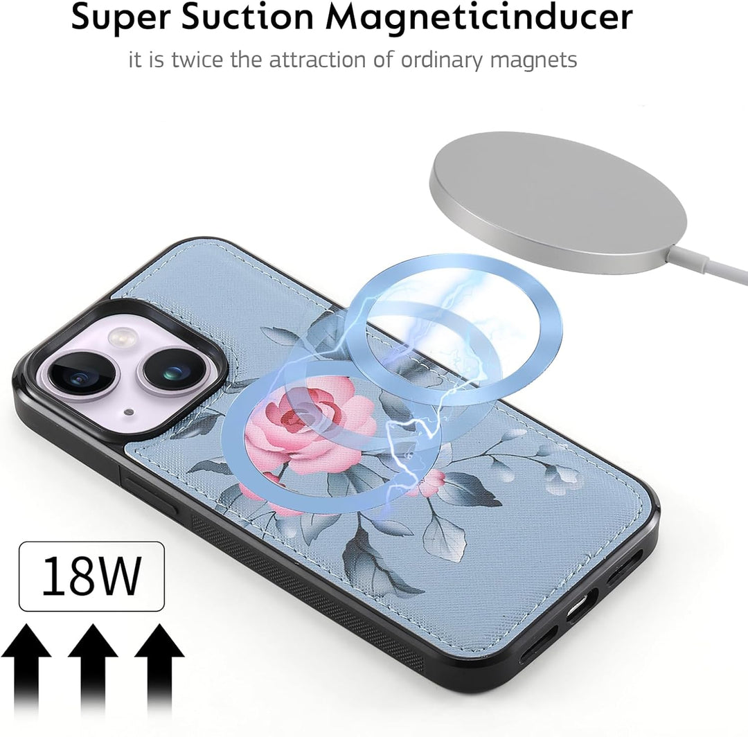 URMAX für iPhone 14 LederHülle Handyhülle [Premium PU Leder] [Kartenfach] [Magnetverschluss] RFID Sc