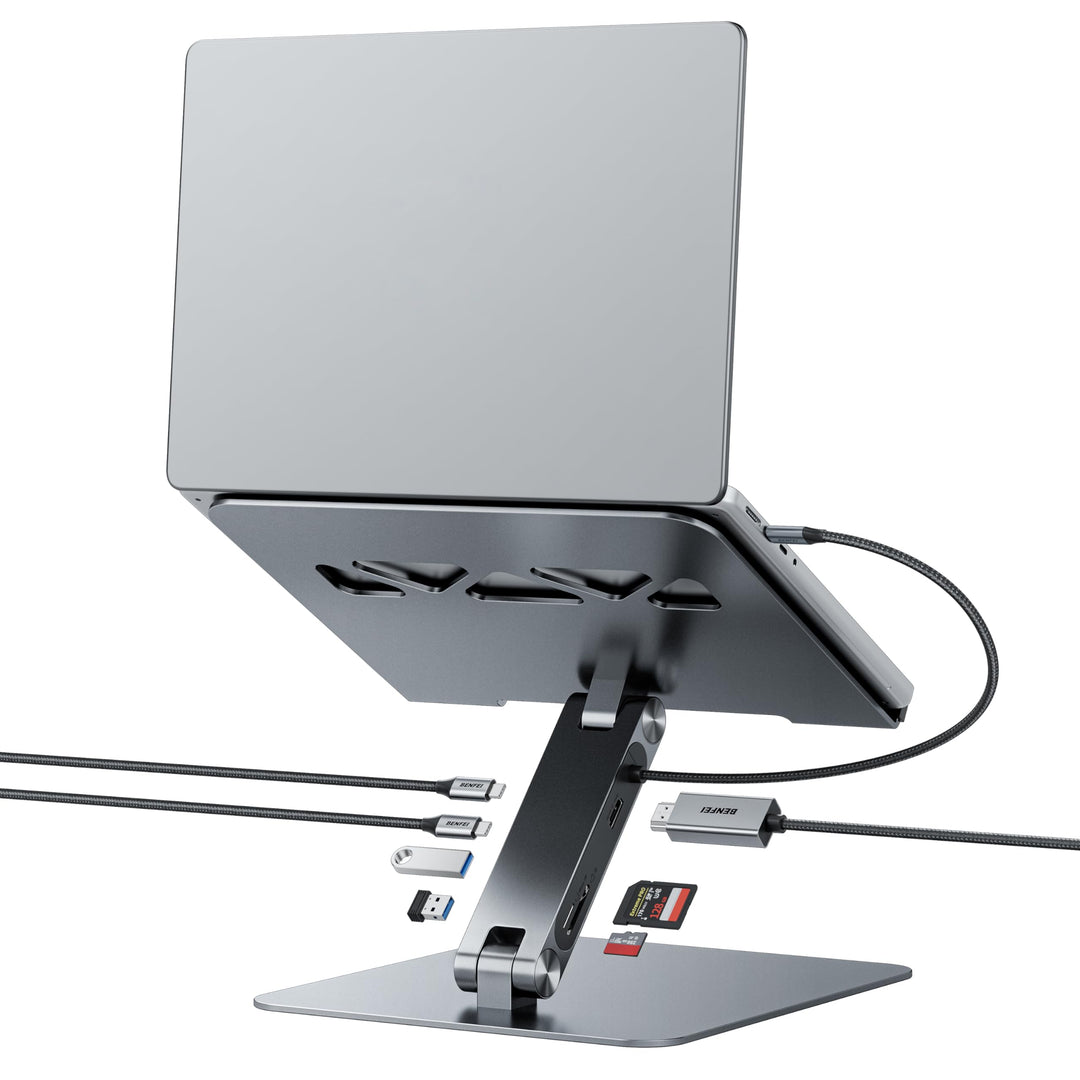 BENFEI Laptop Ständer mit 7-in-1 USB C Dockingstation – HDMI (4K@60Hz), 1×SD& 1×Micro SD Kartenleser