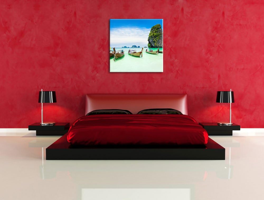 Pixxprint Schöne Boote im Pazifik als Leinwandbild/Grösse: 70x70 cm/Wandbild/Kunstdruck/fertig bespa