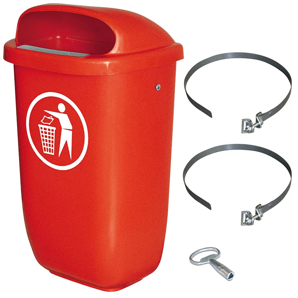 BRB Abfallbehälter für den Aussenbereich, Inhalt 50 Liter, nach DIN 30713, im Komplettset mit Schell