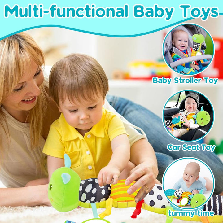 Baby Spielzeug 0 3 6 Monate Musical Raupe Kuscheltier mit Greifling Rassel Baby Spiegel Spielzeug, B