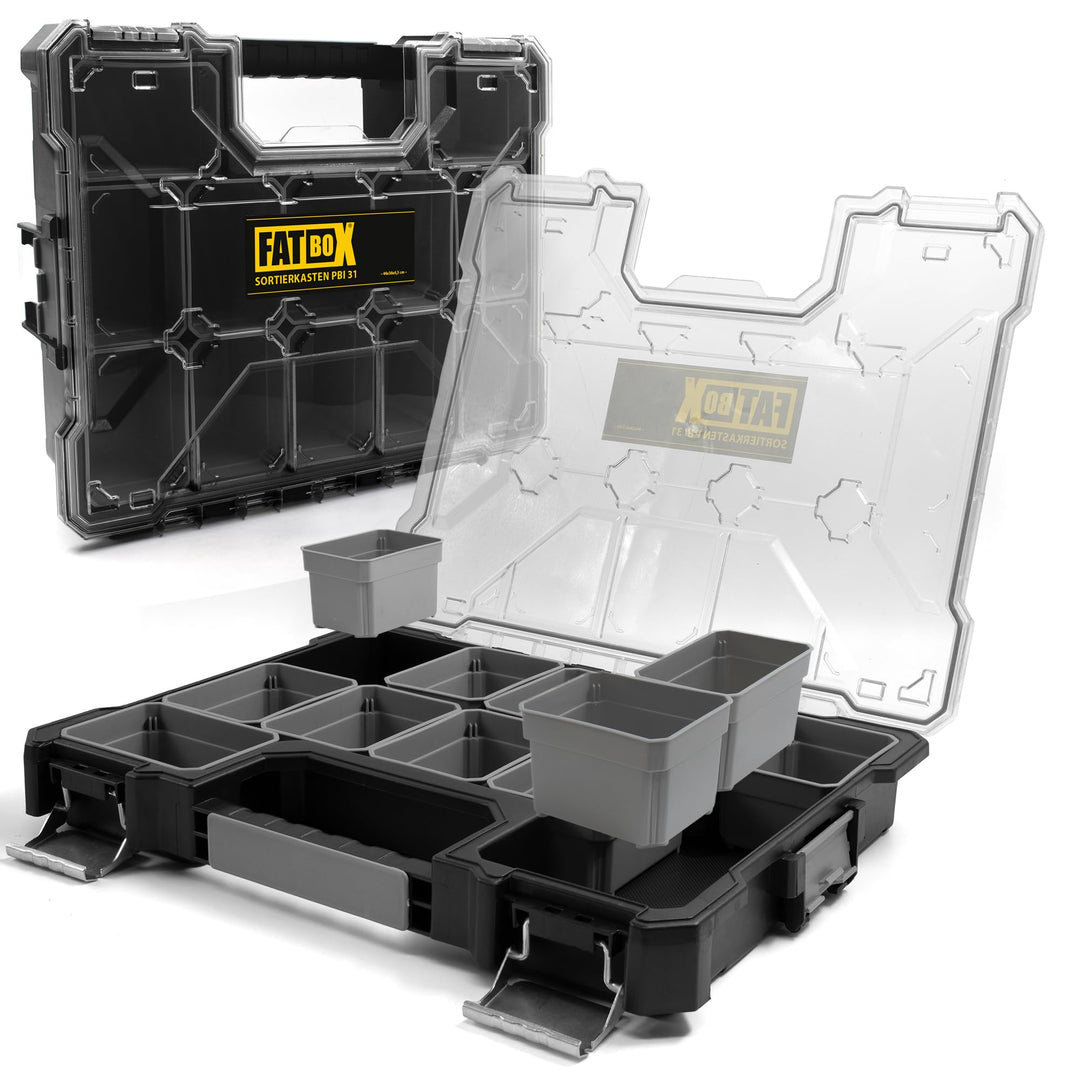 Fatbox XXL Organizer Sortierkasten Sortimentskasten Kleinteilemagazin Aufbewahrungsbox Koffer (Schwa
