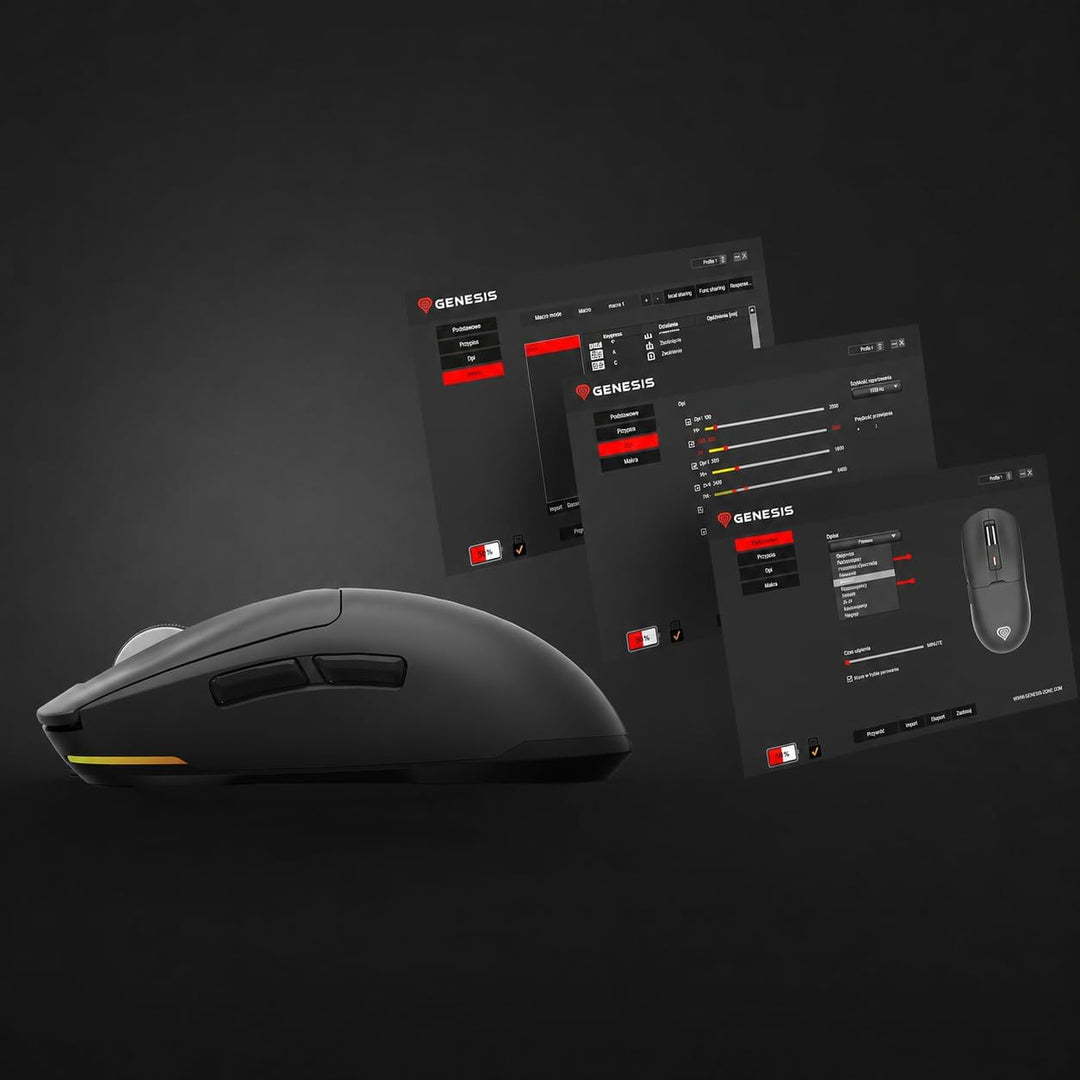 Genesis Zircon 660 Wireless Gaming Maus, 12000 DPI, Triple Mode, Schwarz, Schwarz