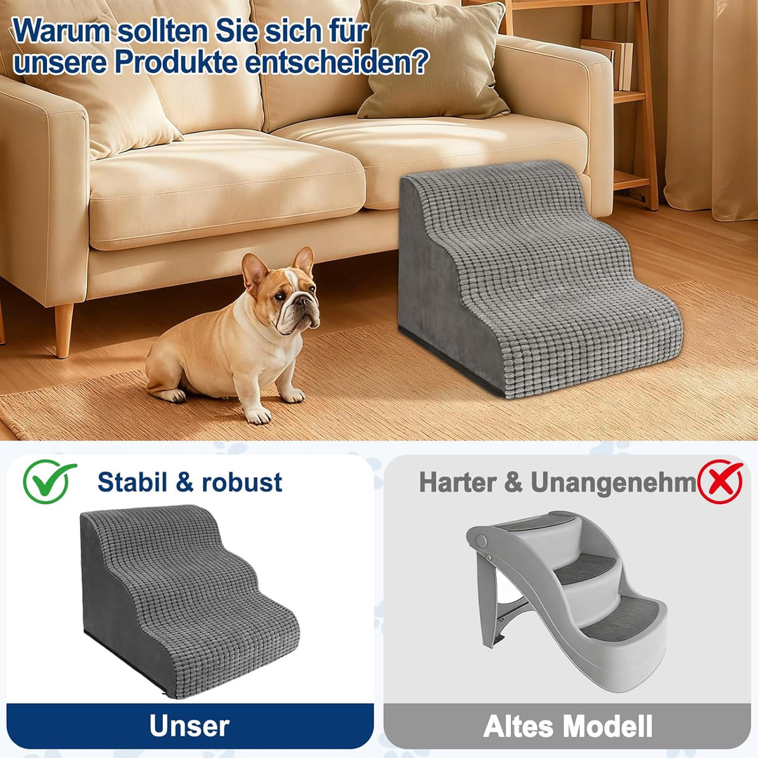 VSIWB Hundetreppe für Kleine Hunde 40 cm Hoch, Haustiertreppe für Bett und Sofa aus Hochdichtem Schw