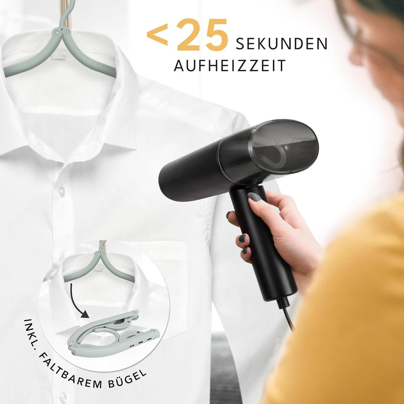 LEBENLANG Steamer Dampfglätter Reise - Kompakt Faltbar & Inkl. Reise Set I Steam Iron Dampfbürste Da