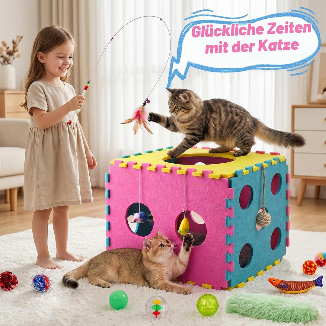 CENOVE 41 Stück interaktives Katzenspielzeug Set für Wohnungskatzen – inklusive weicher Matte, katze
