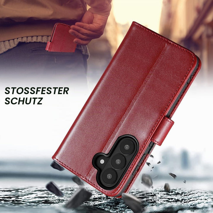 LENSUN Echtleder Hülle für Samsung Galaxy S26 5G, Handyhülle Echtes Leder [RFID Schutz][Magnetversch