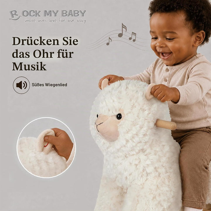 Plüsch Rocking Horse -Schaukeltier Schaukelpferd Schaukelspielzeug，TIC、CPC Zertifizierung (Weiss) Cr