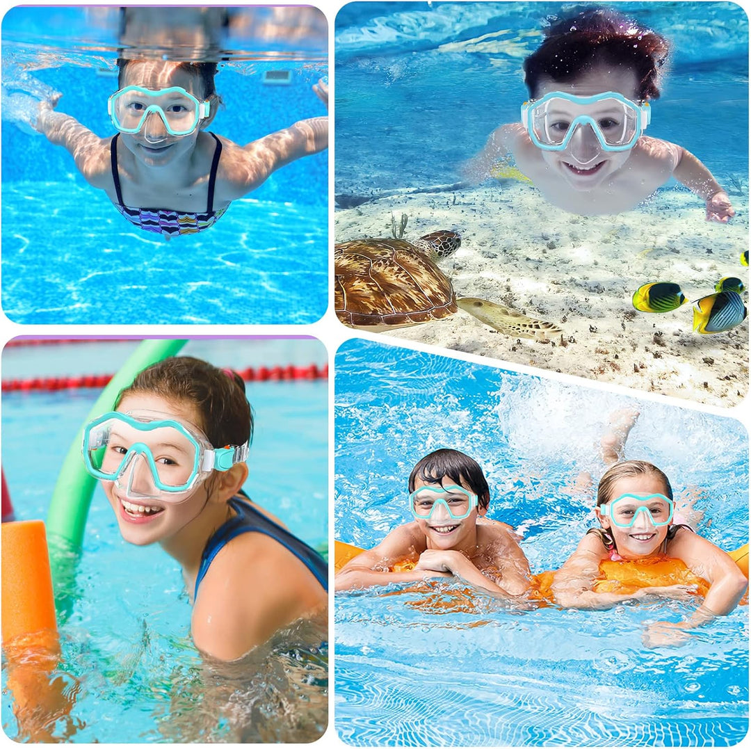 Taucherbrille Kinder, Schwimmbrille Schnorchelmaske für Jungen Mädchen, Tauchmaske mit Nasenabdeckun