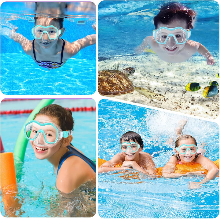 Taucherbrille Kinder, Schwimmbrille Schnorchelmaske für Jungen Mädchen, Tauchmaske mit Nasenabdeckun