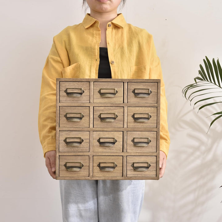 KIRIGEN Wooden Desk Storage Cabinet 12 Schubladen Mini Chest mit Metallgriffen Desktop Organizer Sto