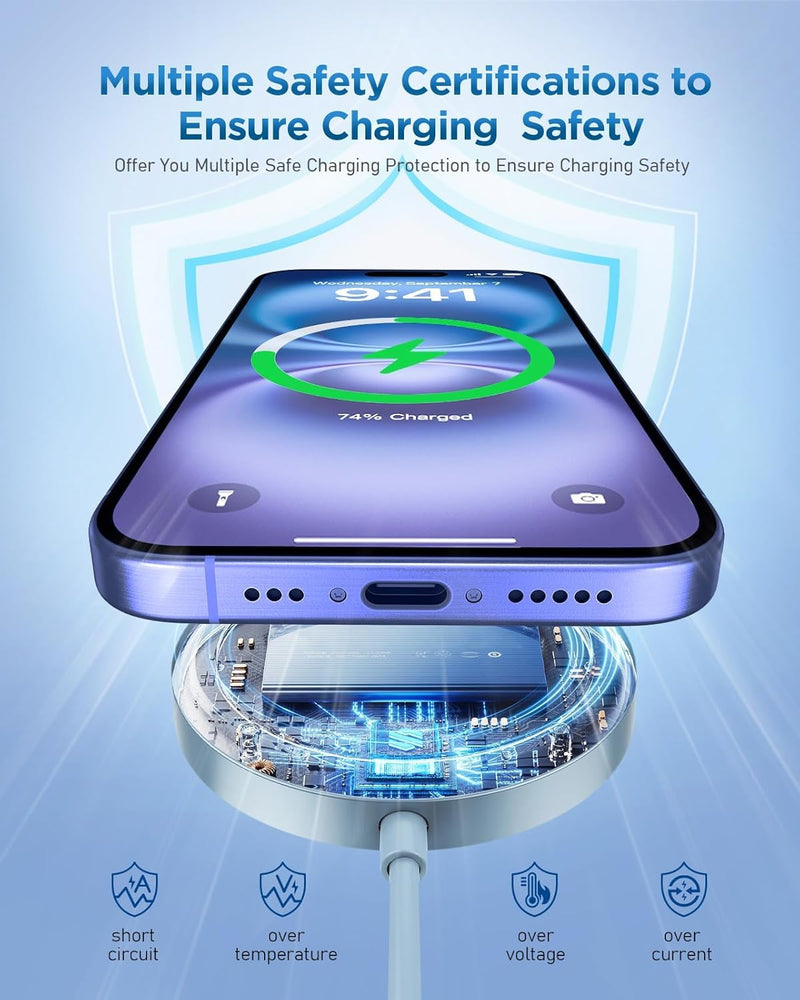 Mag-Safe Ladegerät Wireless Charger für iPhone: Magnet Ladestation Induktive kabellos Ladepad Kompat
