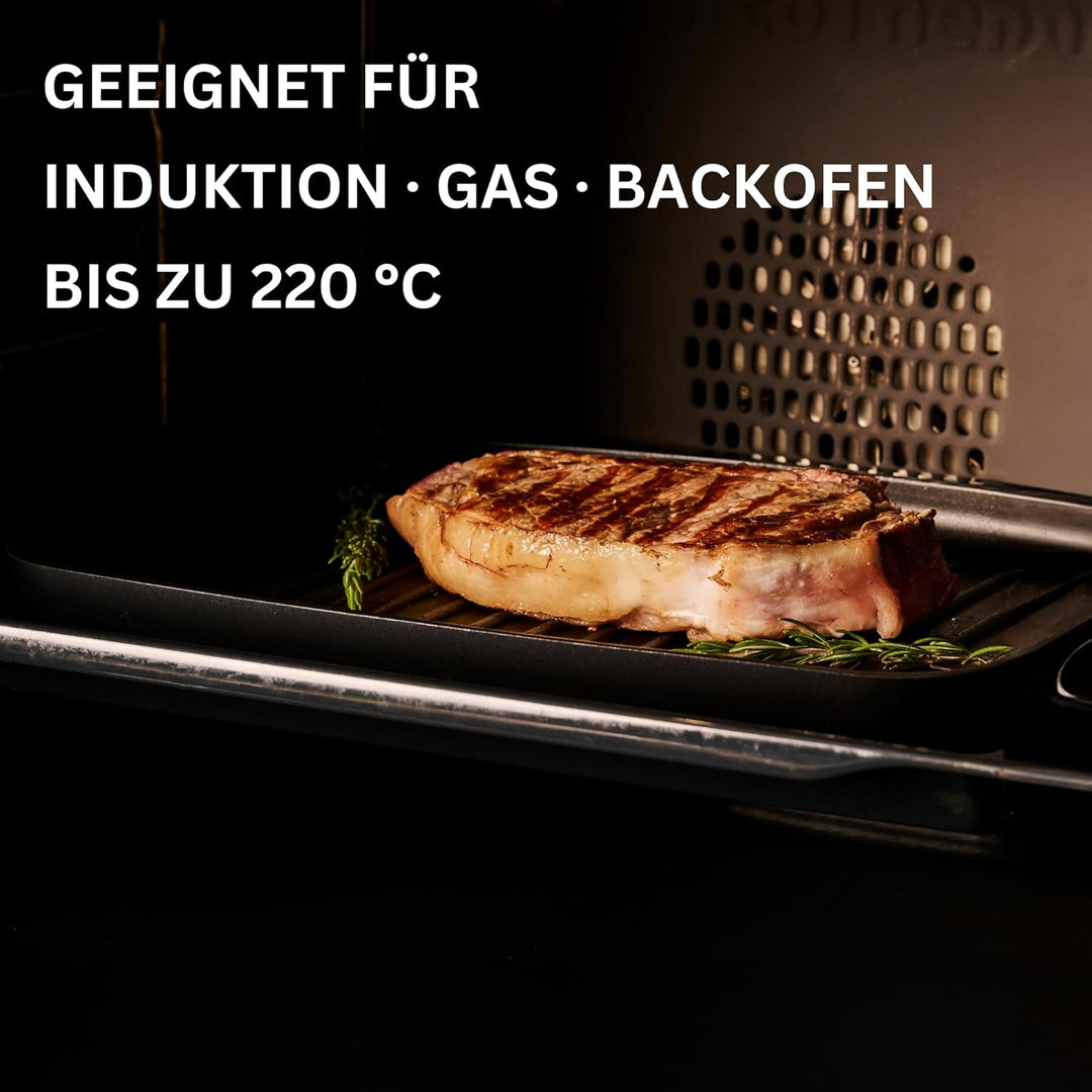 Stone&Stone Grillpfanne 47 cm Rechteckig, Aluminium, Profi Antihaftbeschichtet GREBLON C3+ PFOA-frei