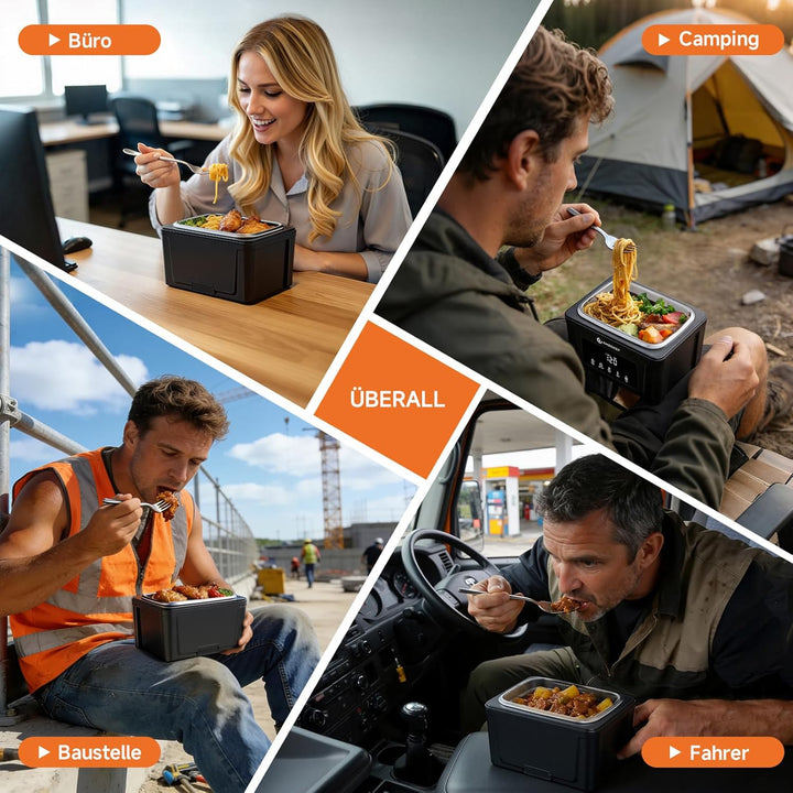 AMZCHEF Elektrische Lunchbox mit 18000 mAh Akku - Tragbare 1.5L Beheizbare Lunchbox mit 5-seitiger E