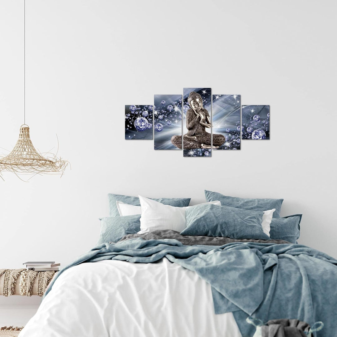 Runa Art Wandbilder Buddha Feng Shui 5 Teilig Bild auf Vlies Leinwand Deko Wohnzimmer Schlafzimmer A