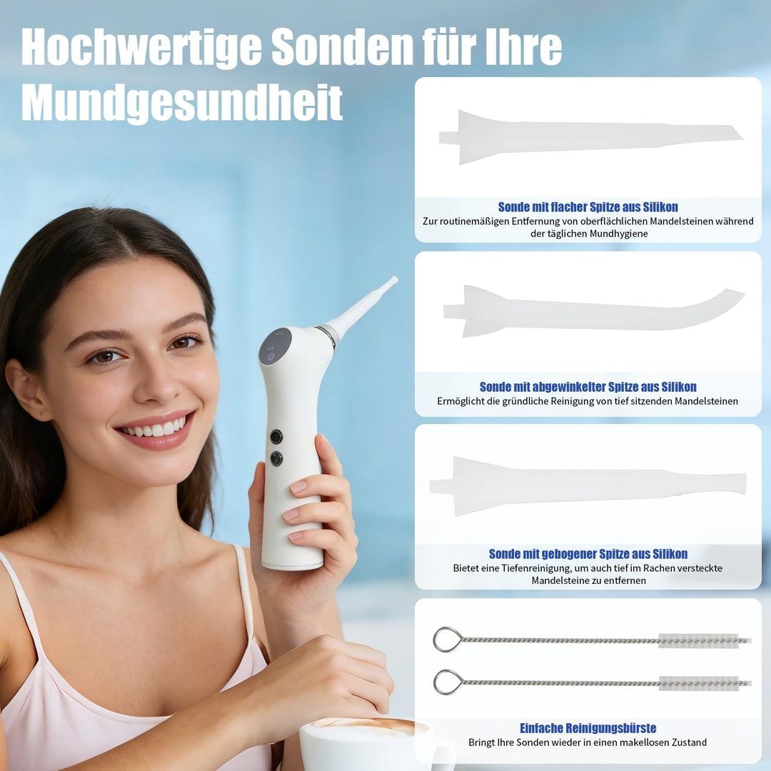 Mandelsteinentferner Set 3-in-1, Einfaches Tonsillenstein Entfernen + 32 Mundreinigungsfingerhandsch