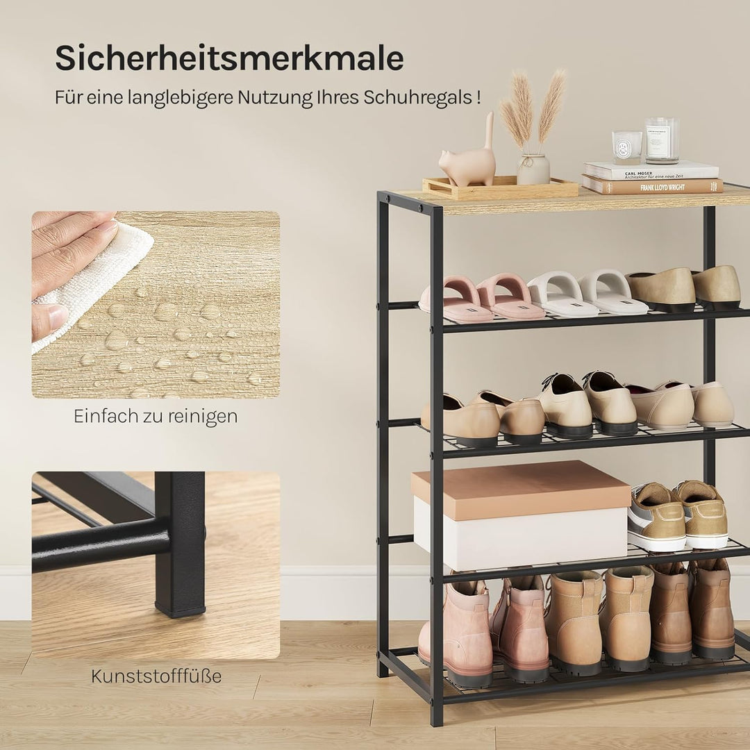 WOLTU Schuhregal mit 4 Ebenen, Schuhständer Metall, Schuhaufbewahrung platzsparend, Schuhorganizer f