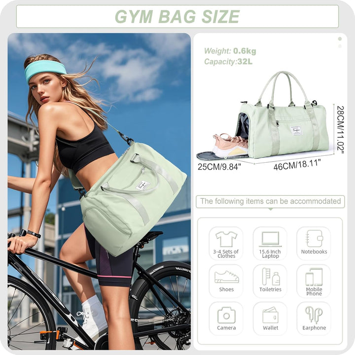 HYC00 Sport Duffel Bag Damen Herren Handgepäck Sporttasche mit Nassfach &amp; Schuhfach, Reisetasche Dam