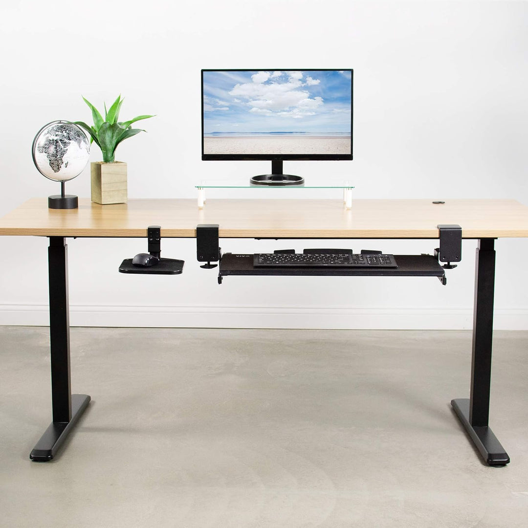 VIVO Schreibtischklemme, verstellbar, Computer-Mauspad und Gerätehalter, erweiterte, drehbare Plattf