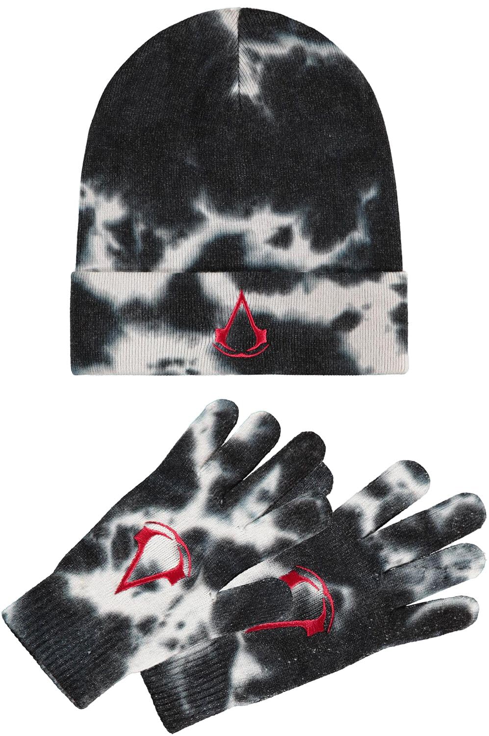 Difuzed Assassins Creed - Herren Männer Jungen Core Logo Geschenkset Beanie Strickmütze und Handschu