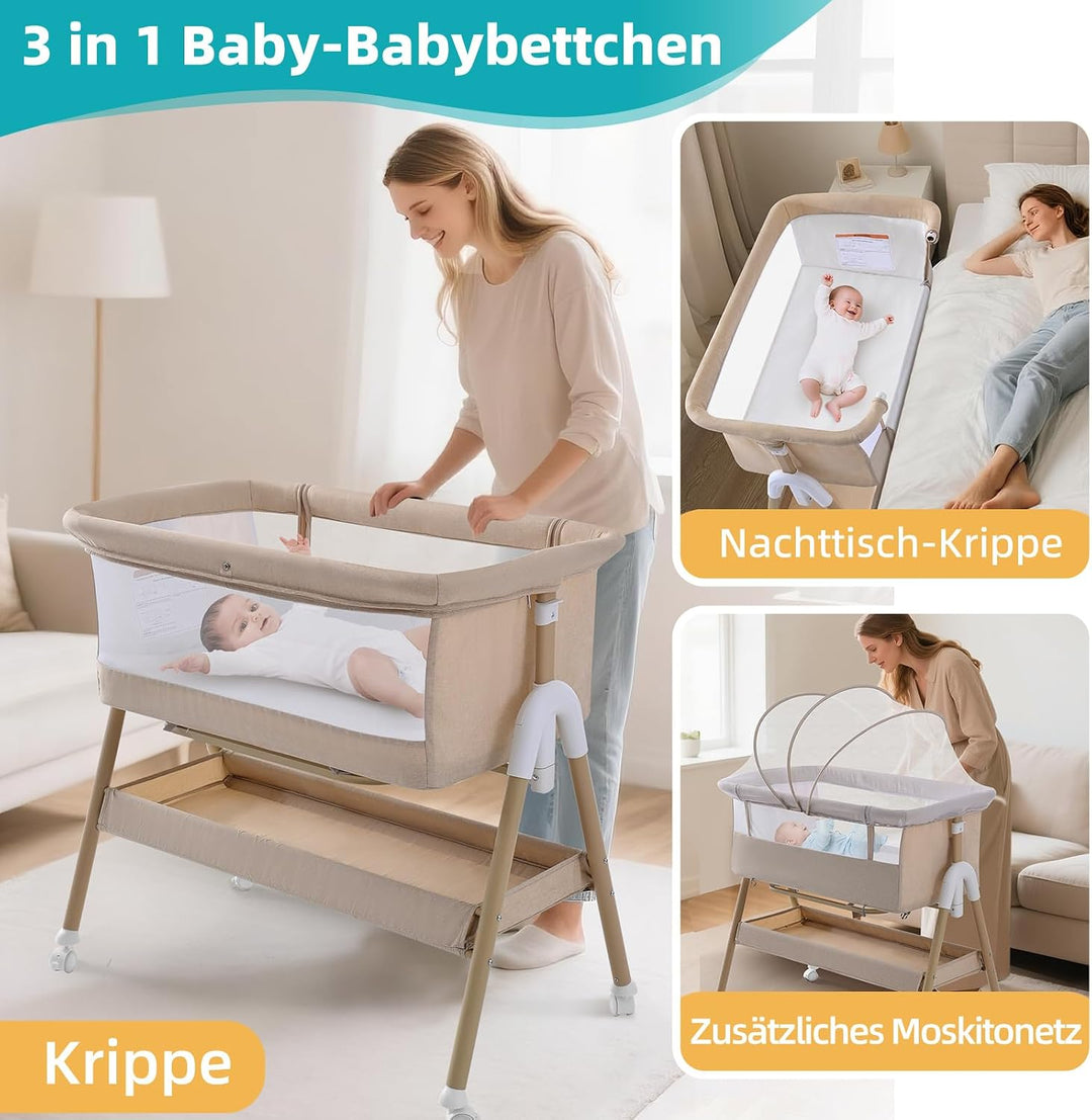 cozydwells Babybettchen, Bassinet für sicheres gemeinsames Schlafen, Staubsaugerbeutel, einfach zu m