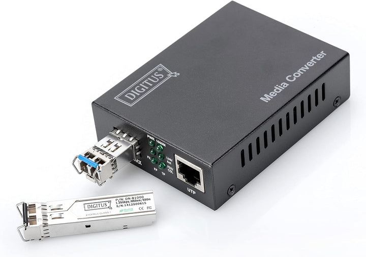 DIGITUS Medienkonverter - SFP Port - Gbit Ethernet - RJ45 / SFP - 10/100/1000Base-T/TX zu 1000Base-S