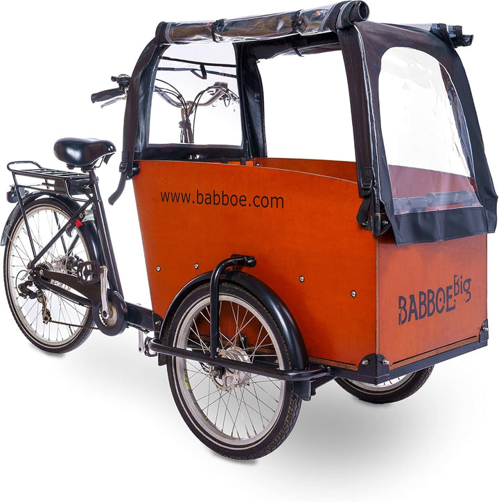 Luxus Regenzelt - Geeignet für Babboe Big Lastenfahrrad OHNE Gestängen - Qiewie (Schwarz)
