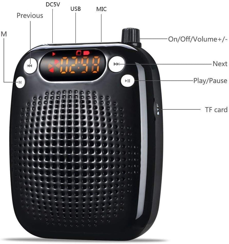Stimmverstärker mit Mikrofon Tragbarer Sprachverstärker SHIDU S611 Mini-Lautsprecher mit UHF drahtlo