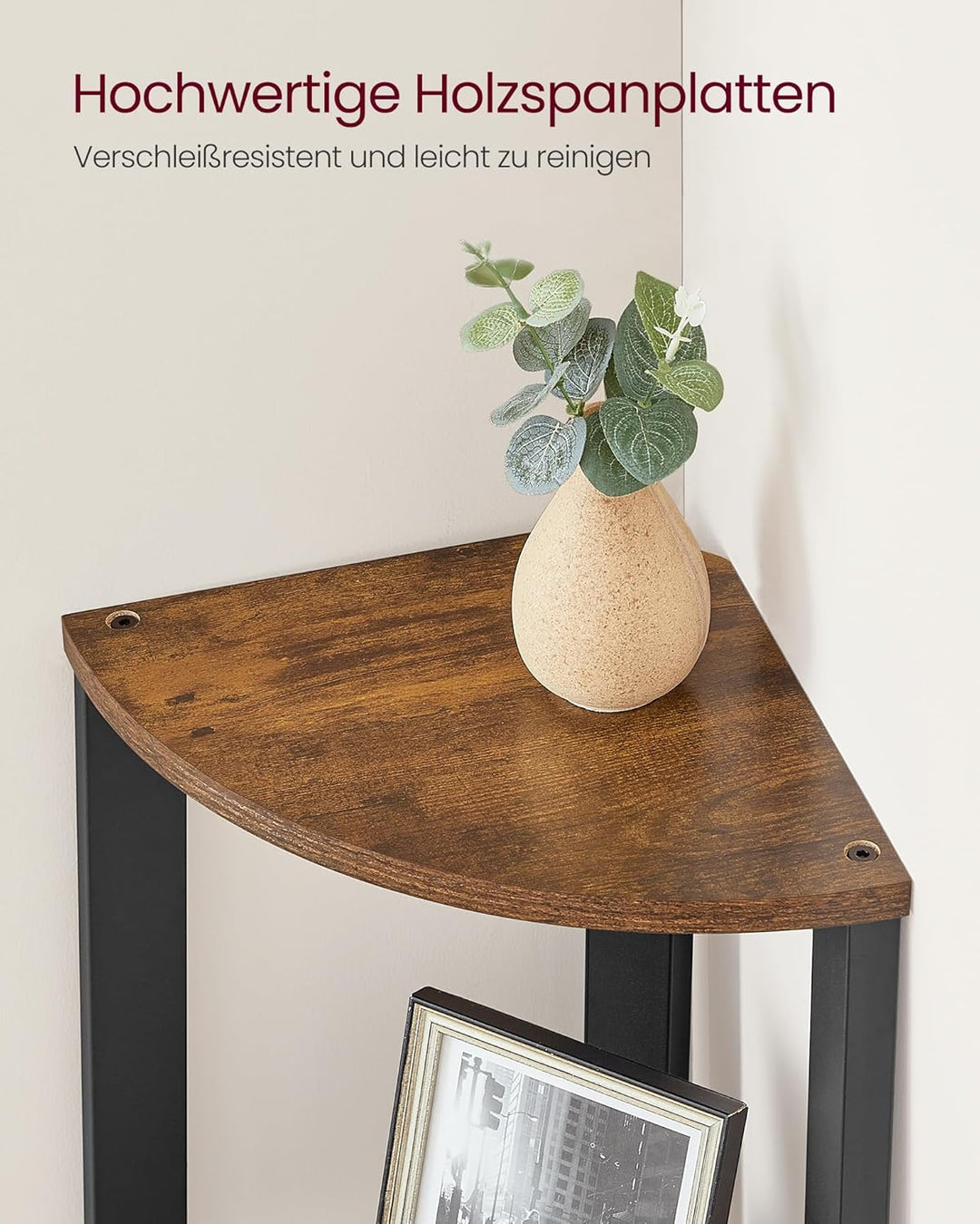 VASAGLE Eckregal, Bücherregal mit 4 Ebenen, Leiterregal, Aufbewahrungsregal, Pflanzenregal für Wohnz