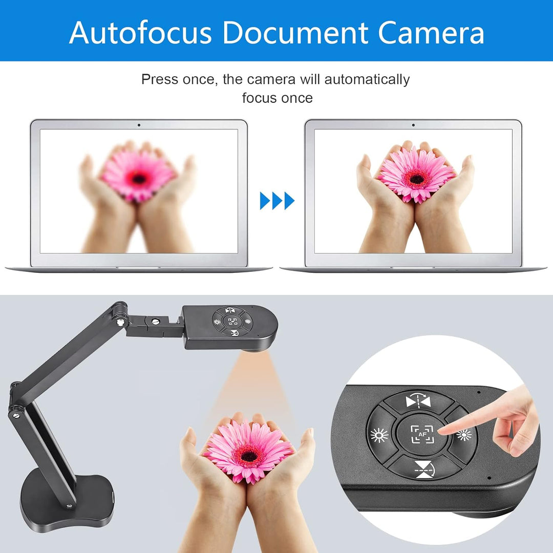 Kitchbai 4K Ultra High Definition 8MP USB-Dokumentenkamera - Mac OS, Windows, Chromebook, Zoom, Micr
