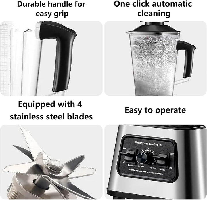 Mixer Hochleistungsmixer, 2-in-1-Standmixer, 6000W Smoothie Maker, 2L+0.5L, 9 Stufen, 4-Klingen, Mix