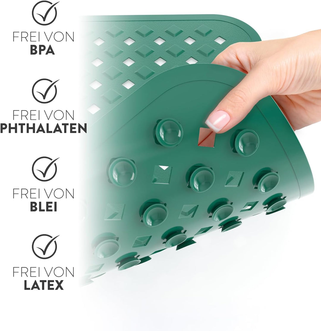 BAMONDO Duschmatte rutschfest & Hautsensitiv (dunkelgrün) 53x53 cm - Antirutschmatte Dusche maschine