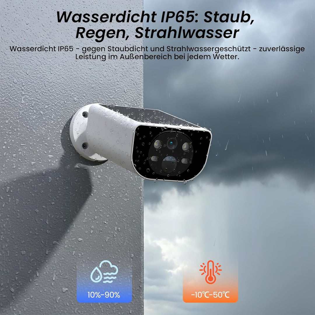 Cinnado Überwachungskamera Aussen Solar Akku - 2K Kabellos Kamera Überwachung Aussen Solar, 2,4 GHz