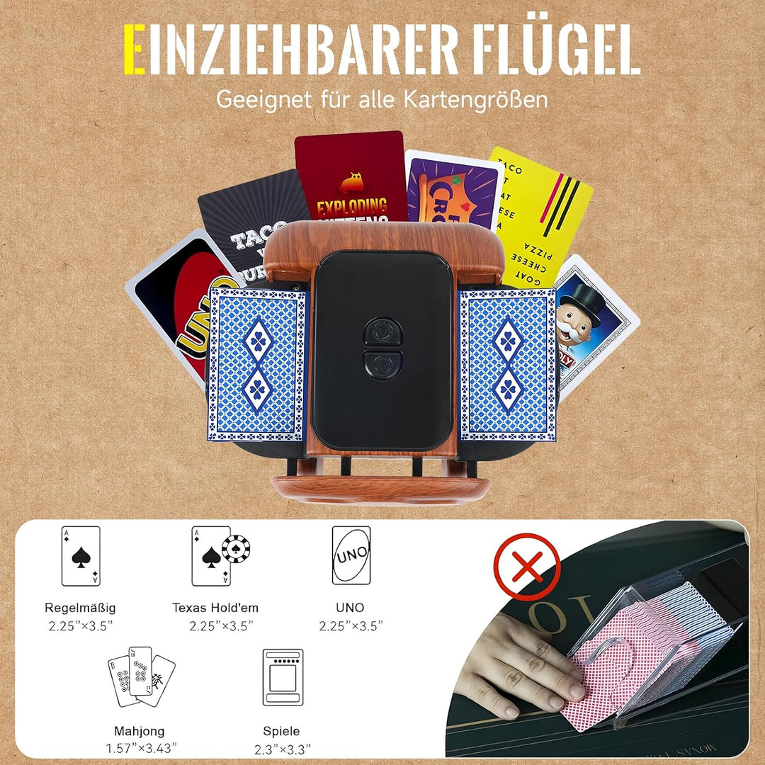Kartenmischmaschine Elektrische, Geräuscharmer Kartenmischer für 2 Kartensätze, Wiederaufladbare Mis